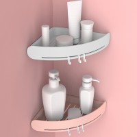 北欧创意卫生间收纳壁挂吸壁式浴室置物架三角架厕所塑料架免打孔